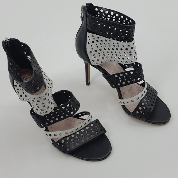 Vince Camuto Shoes - Vince camuto black and white laser cut heels.